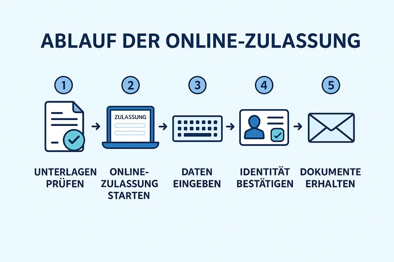 Infografik: Schritte der Online-Fahrzeugzulassung über i-Kfz